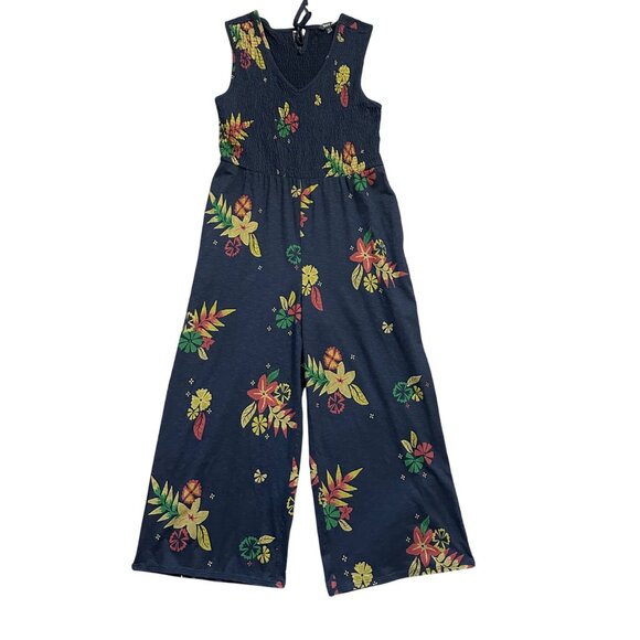 Toad & Co Gemina V Sleeveless Floral Jumpsuit Womens Size XL Wide Leg Pockets - Picture 11 of 11